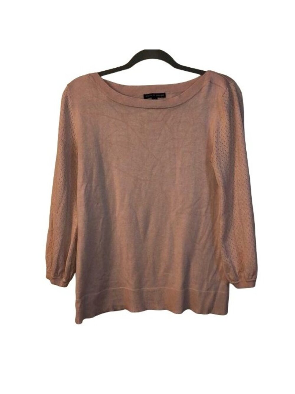Cable & Gauge Womens Light Pink Knit Sweater With Textured Sleeves Size S